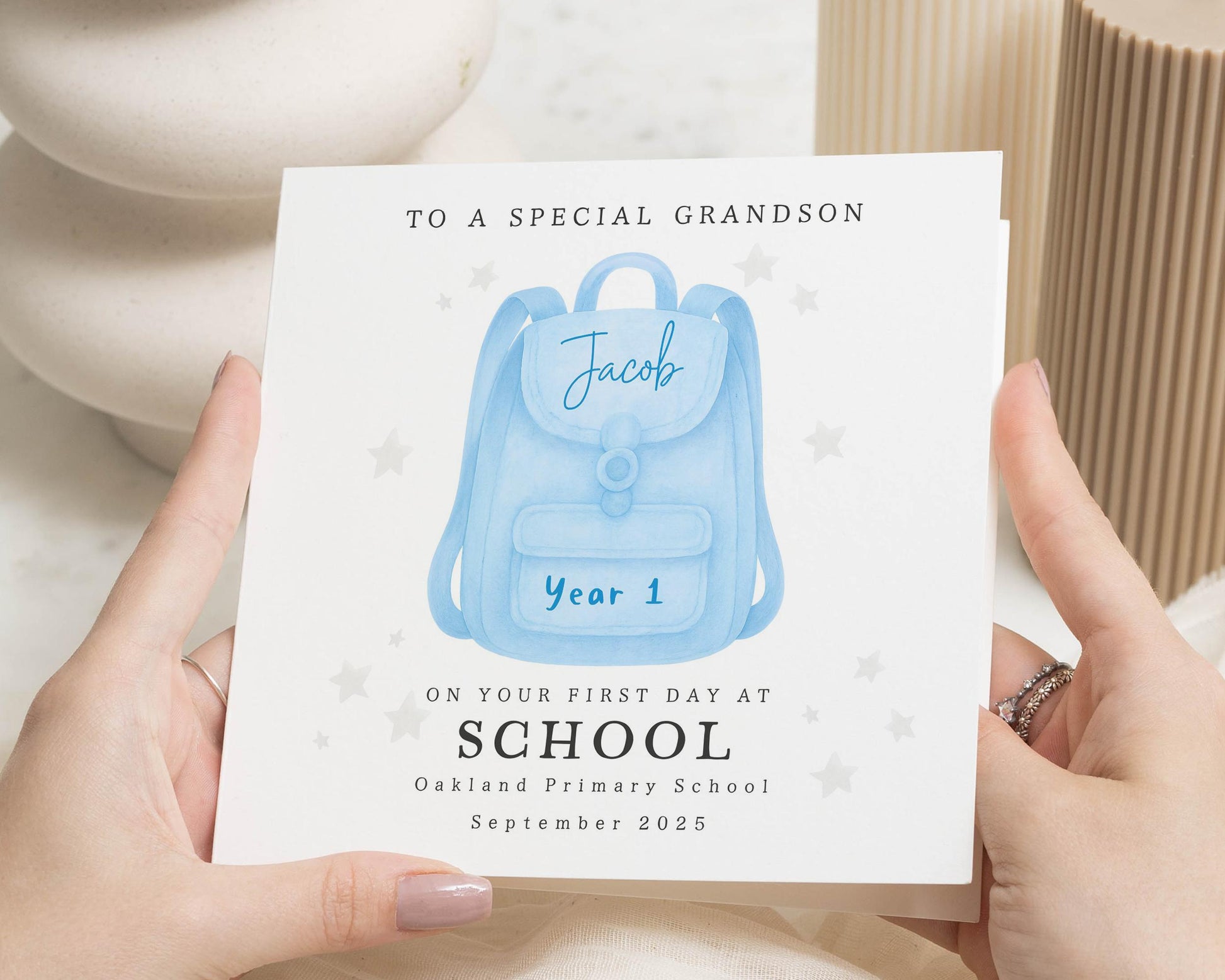 First Day At School Card For Grandson, Personalised School Card, Year 1 Card, Good Luck Card For Boy, Grandson Card, Back To School Card