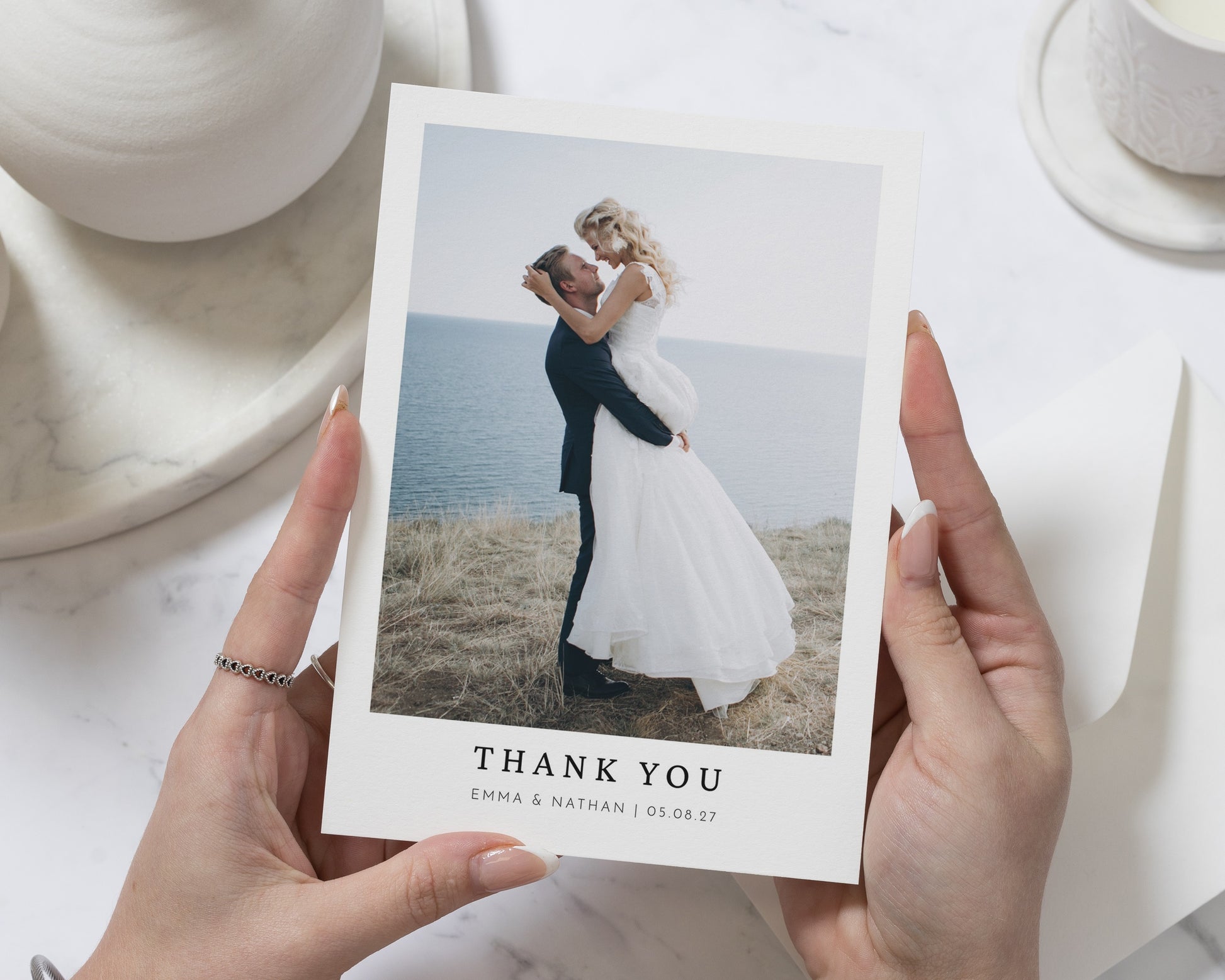 Personalised Wedding Thank You Cards, Photo Wedding Thank You Card, Wedding Thank You Postcard, Simple Minimal Thank You Cards
