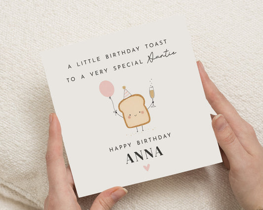 Personalised Birthday Card for Auntie, Auntie Birthday Card, Birthday Card for Auntie, Cute Birthday Card, Toast Pun Card for Her