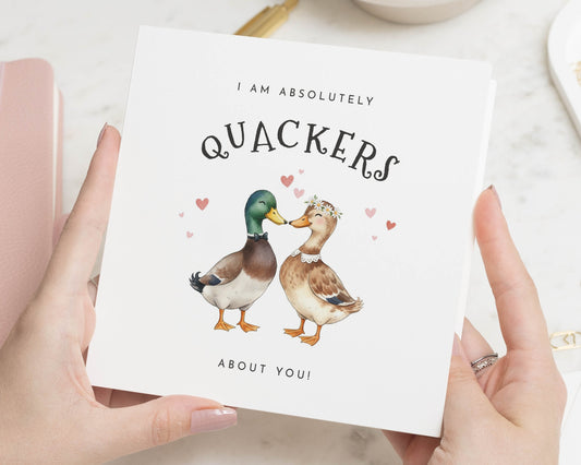 Funny Duck Card, Quackers About You Card, Anniversary Card for Him, Anniversary Card for Her, Cute Romantic Card, Animal Pun Card