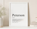 Personalised Gold Foil Family Name Print, Surname Definition Print, Off White Wall Art, New Home Gift, Family Gift, Living Room Art