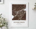 Personalised Map Print, Custom Location Map, Brown Travel Wall Art, Coordinates Print, Anniversary Gift, New Home Gift, White Framed Print