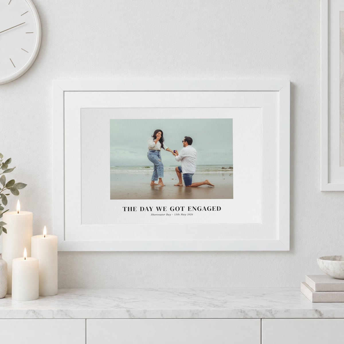 Personalised Engagement Photo Print, Custom Print From Your Photo, Gift for Couple, Engagement Gift, Framed Wall Art with Mount