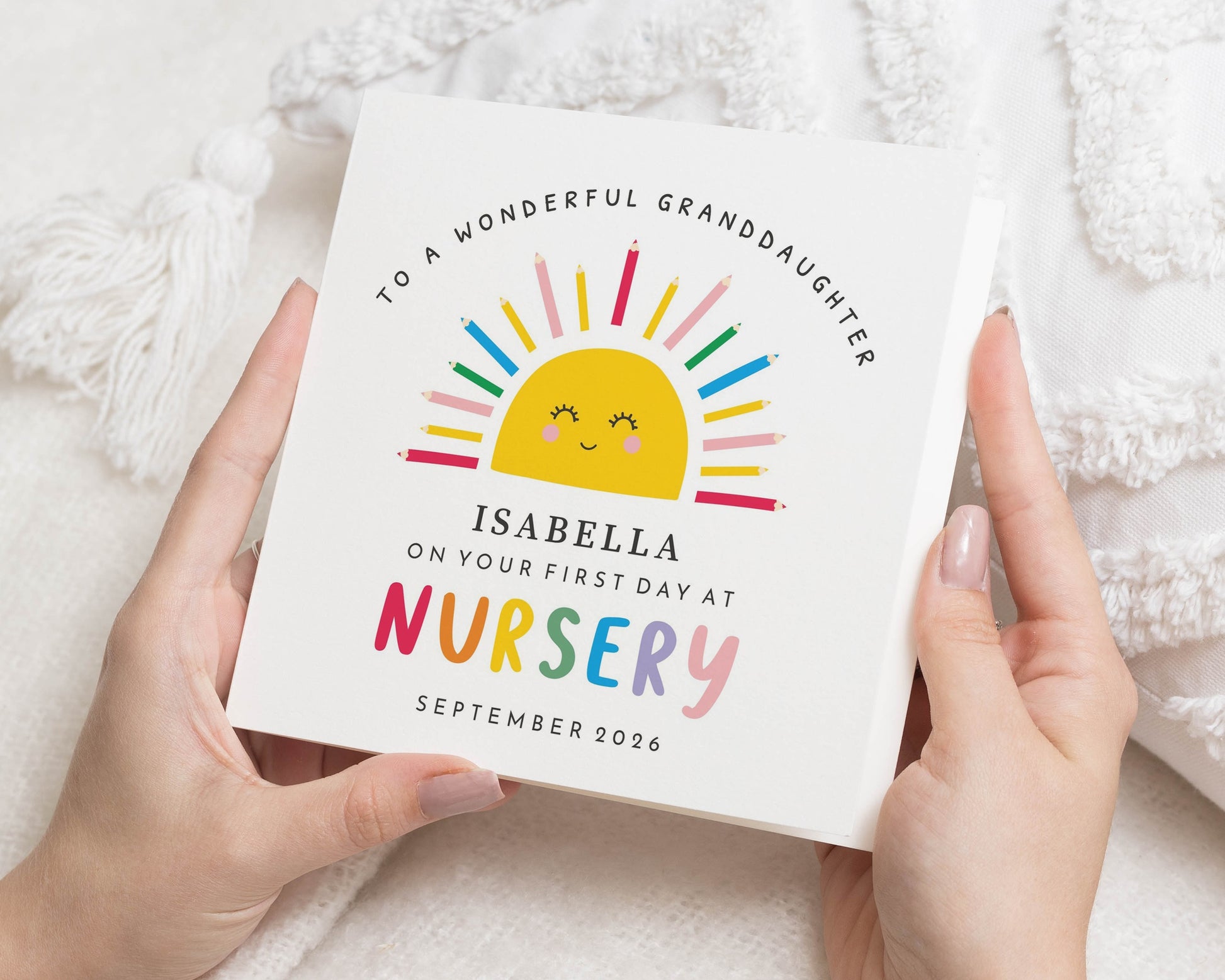 First Day at Nursery Card for Granddaughter, Personalised Nursery Card, Good Luck Card for Girl, Back to School Card, Starting Nursery Card