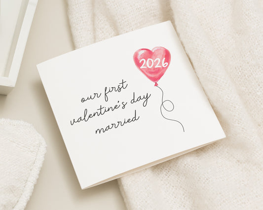 First Valentines Day Married Card, Personalised Valentines Card, Valentines Day Card for Husband, Wife, Romantic Valentines Card