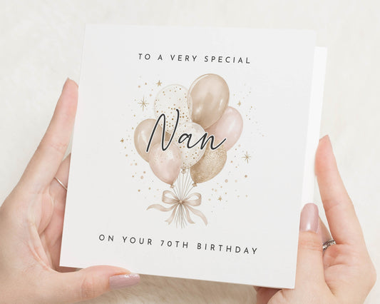 70th Birthday Card for Nan, Nan 70th Birthday Card, Birthday Card for Grandma, Personalised Birthday Card for Her, Balloon Birthday Card