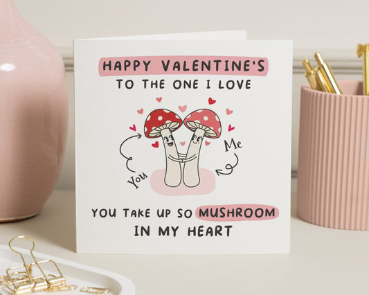 Valentines Day Card, Funny Valentines Card, Card for Boyfriend, Card for Girlfriend, Cute Mushroom Card, Card for Him, Card for Her