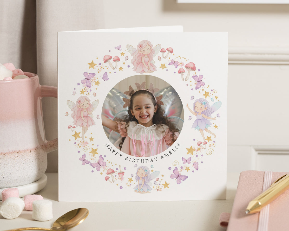 Birthday Card for Girl, Personalised Birthday Card, Photo Birthday Card, Fairy Birthday Card, Daughter Birthday Card, Cute Birthday Card