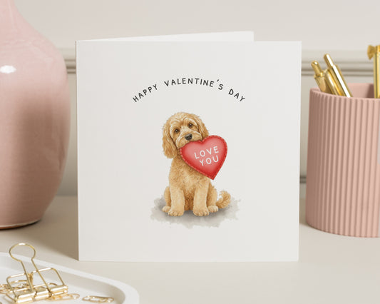 Valentines Day Card, Cute Dog Valentines Card, Love You Card, Valentines Card for Her, Valentines Card for Him, Romantic Card