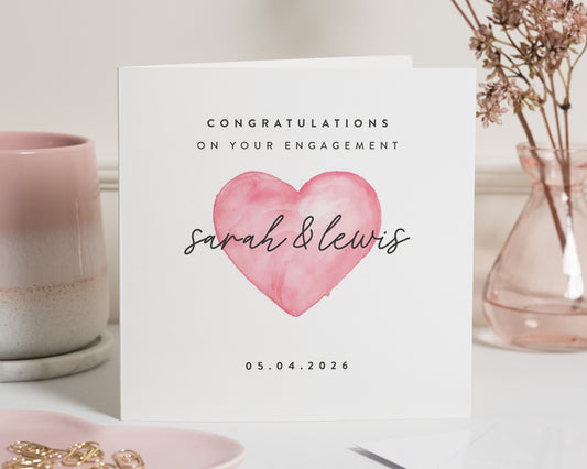 Engagement Card, Personalised Engagement Card, Engagement Card for Couple, Engagement Card for Her, Heart Engagement Card