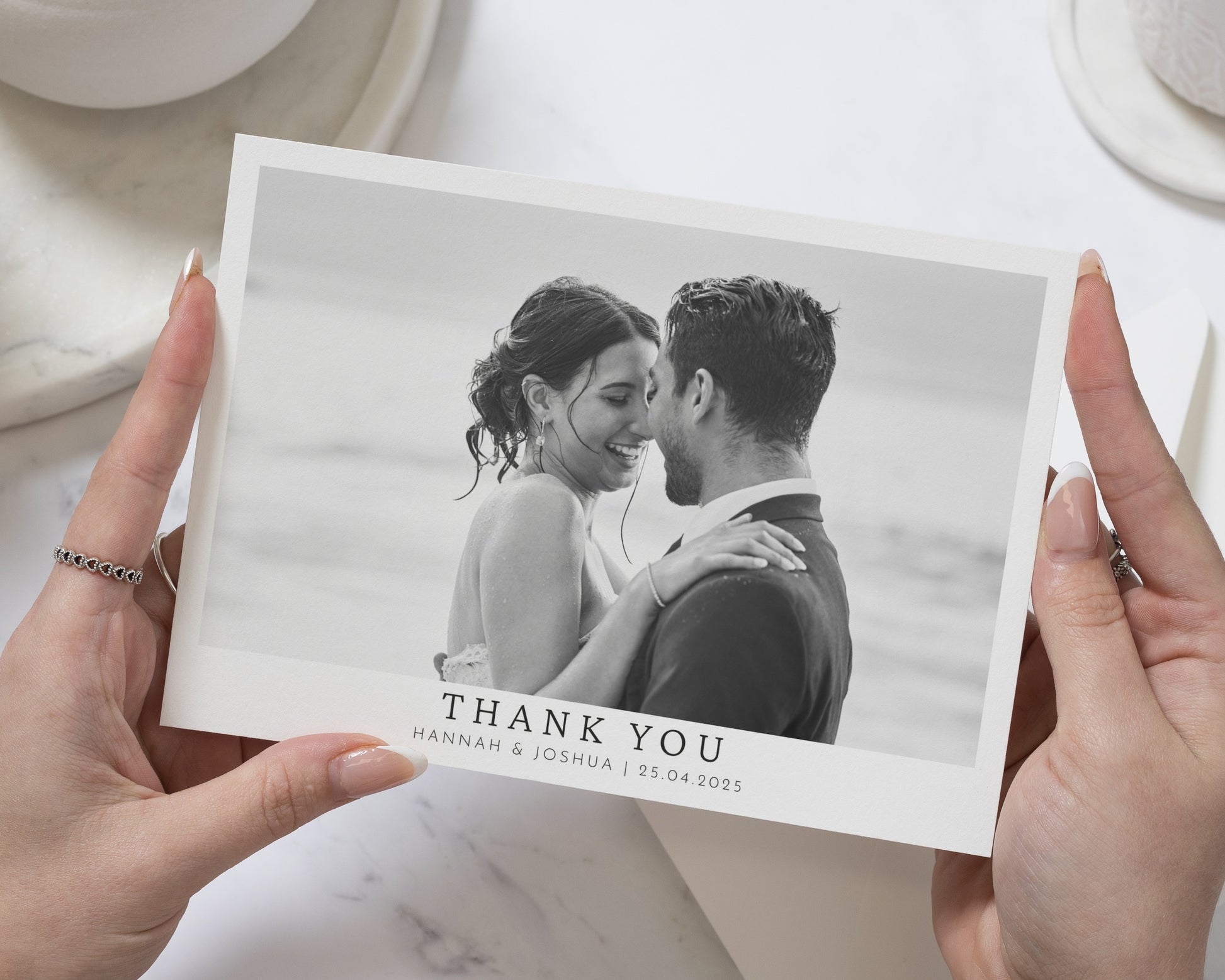 Personalised Wedding Thank You Cards, Photo Wedding Thank You Cards, Folded Wedding Thank You Cards, Simple Thank You Card for Wedding, A6