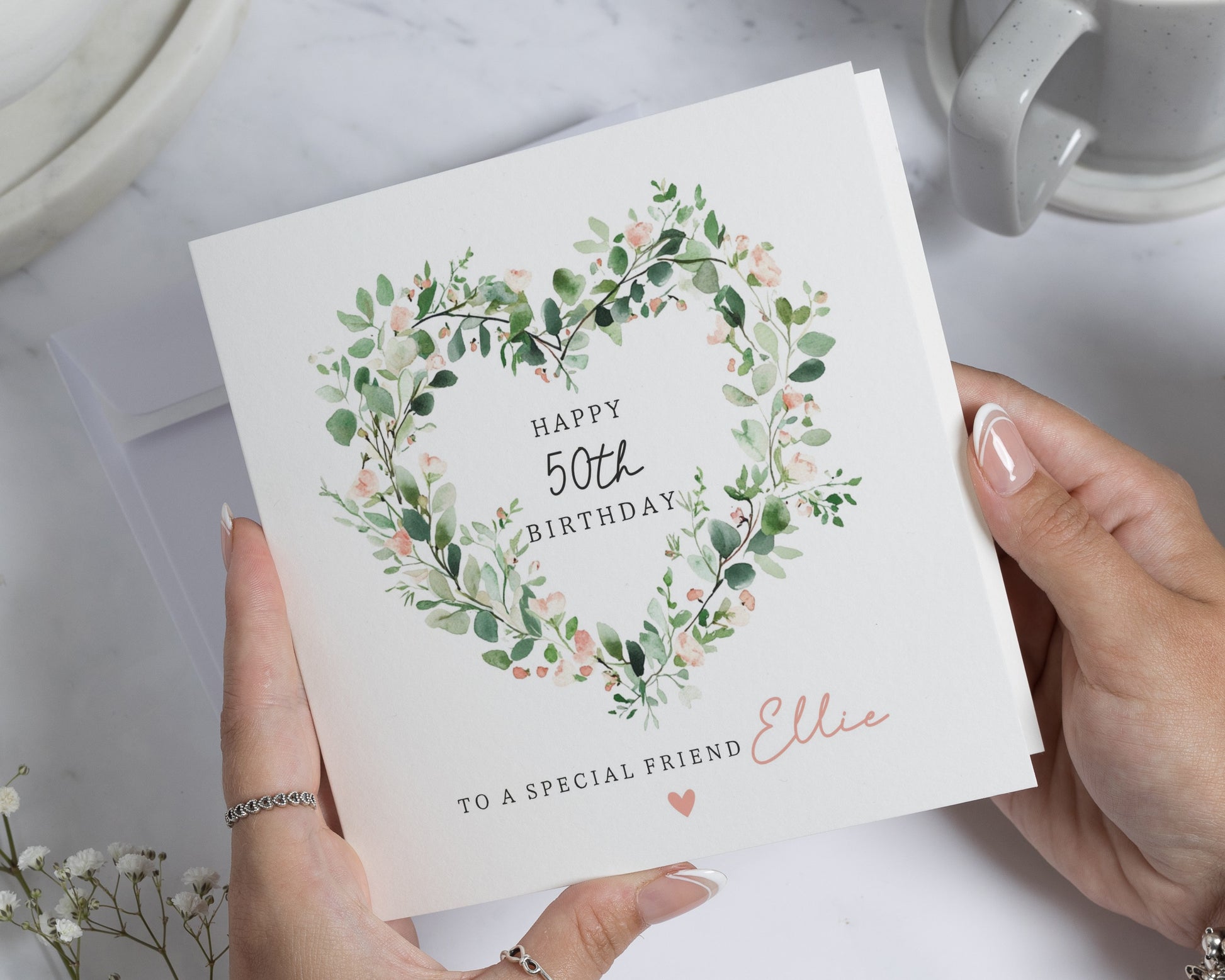 50th Birthday Card for Friend, Special Friend Birthday Card, Personalised 50th Birthday Card for Her, Floral Birthday Card