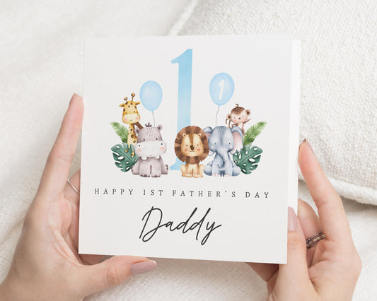 First Fathers Day Card, 1st Fathers Day Card from Baby, Daddy Fathers Day Card, Safari Animal Fathers Day Card, Cute Fathers Day Card