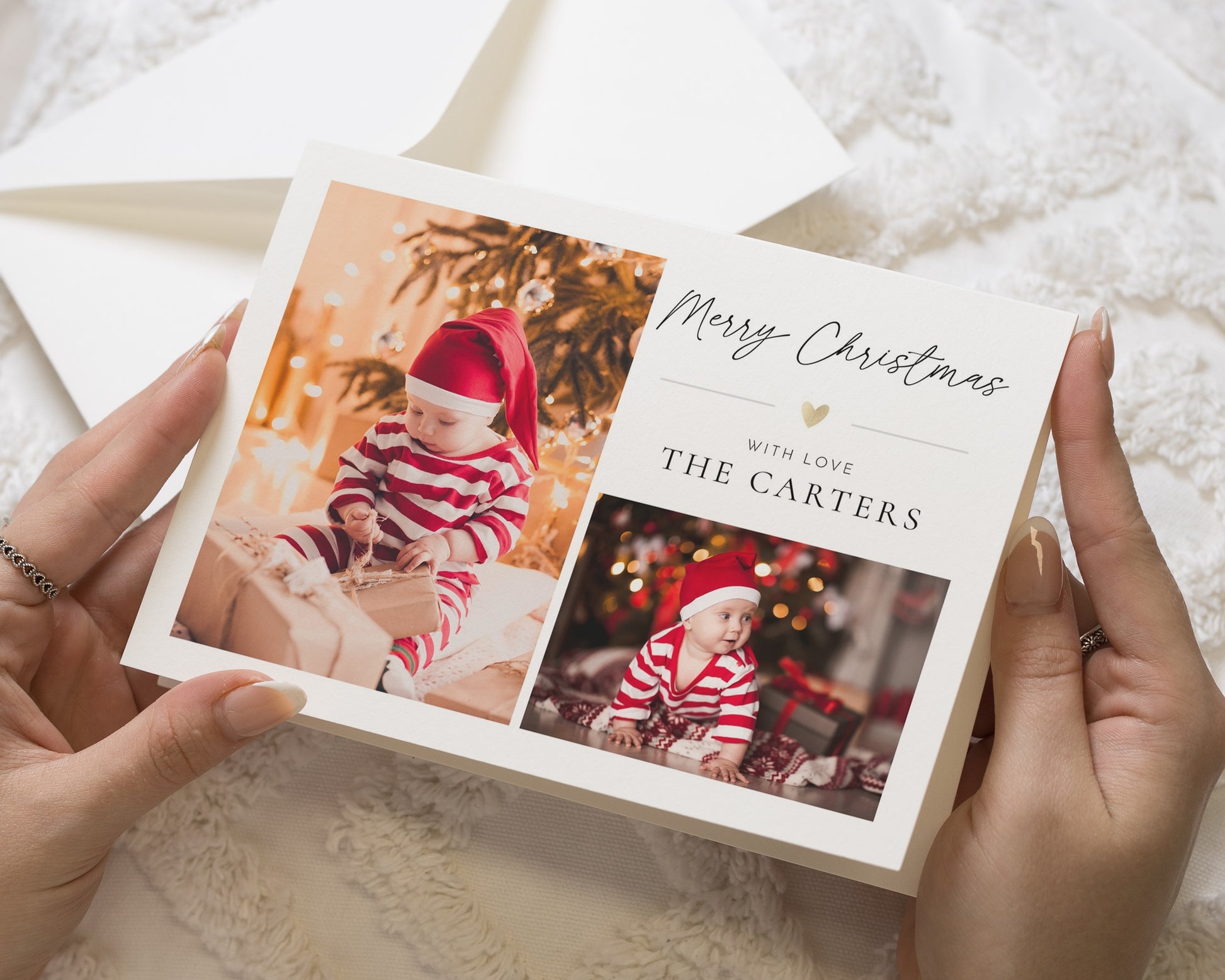 Personalised Photo Christmas Cards, Pack of Christmas Cards, Pack of 10, 20, 50 or 100, Family Christmas Card, Custom Name Card