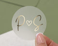 Personalised Initials Sticker, Gold Foil Wedding Sticker, Custom Monogram Sticker, Engagement Party Sticker, Heart Initial Sticker