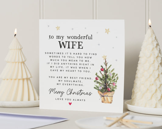 Christmas Card for Wife, Merry Christmas Card for Her, Wife Christmas Card, Personalised Christmas Card, Romantic Christmas Card