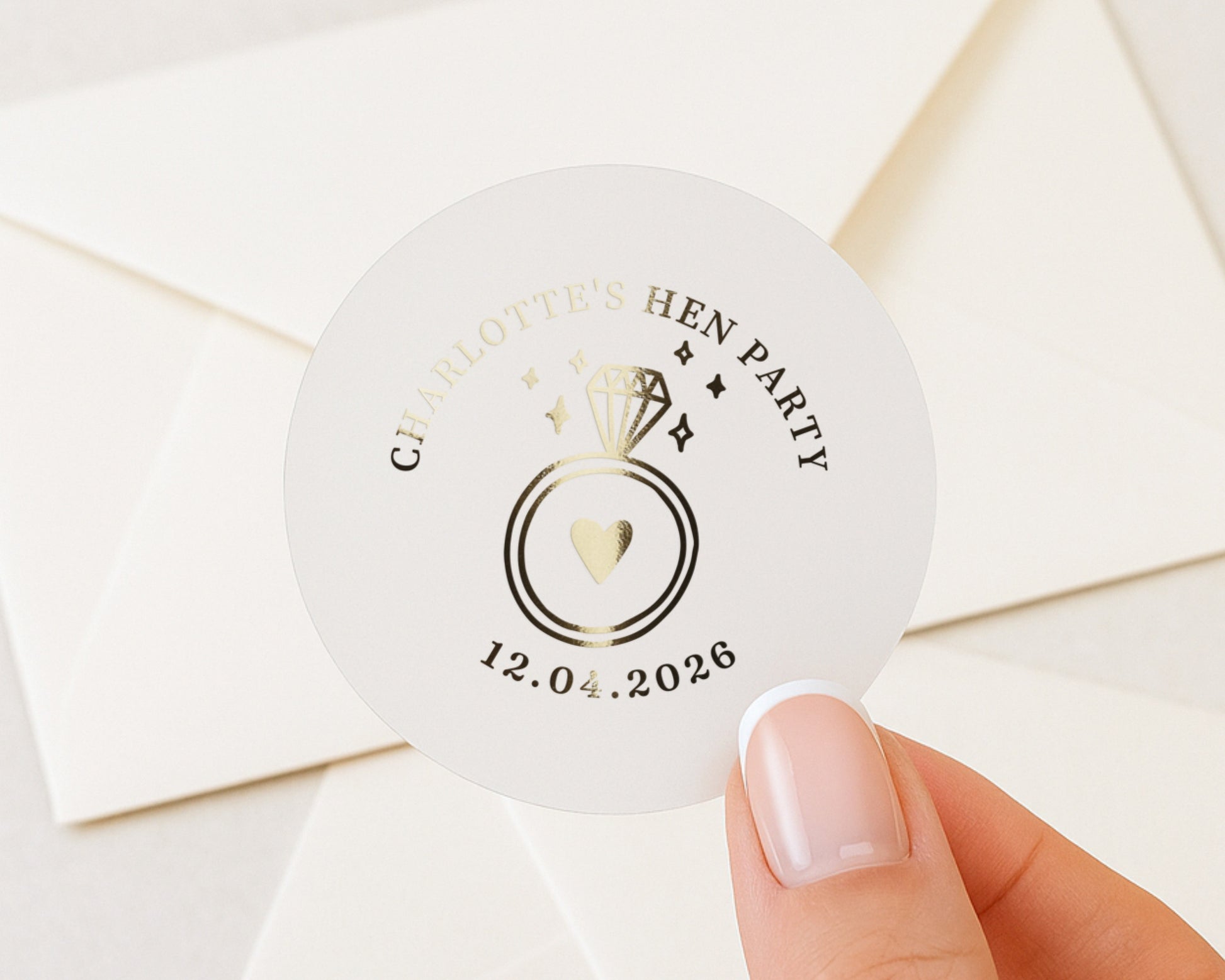 Hen Party Sticker, Personalised Hen Party Label, Engagement Party Sticker, Bridal Shower Sticker, Custom Hen Do Sticker, Gold Foil Sticker