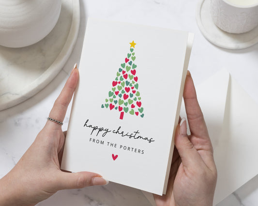 Personalised Christmas Card, Family Christmas Card, Christmas Tree Card, Pack of 10 20 50 100