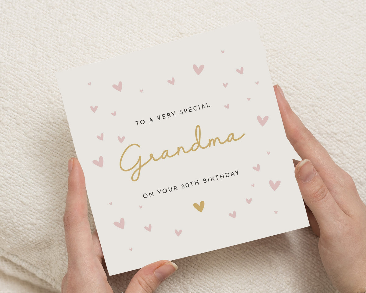 80th Birthday Card for Grandma, Grandma 80th Birthday Card, 80th Birthday Cards for Her, Personalised Birthday Card, Cute Heart Card