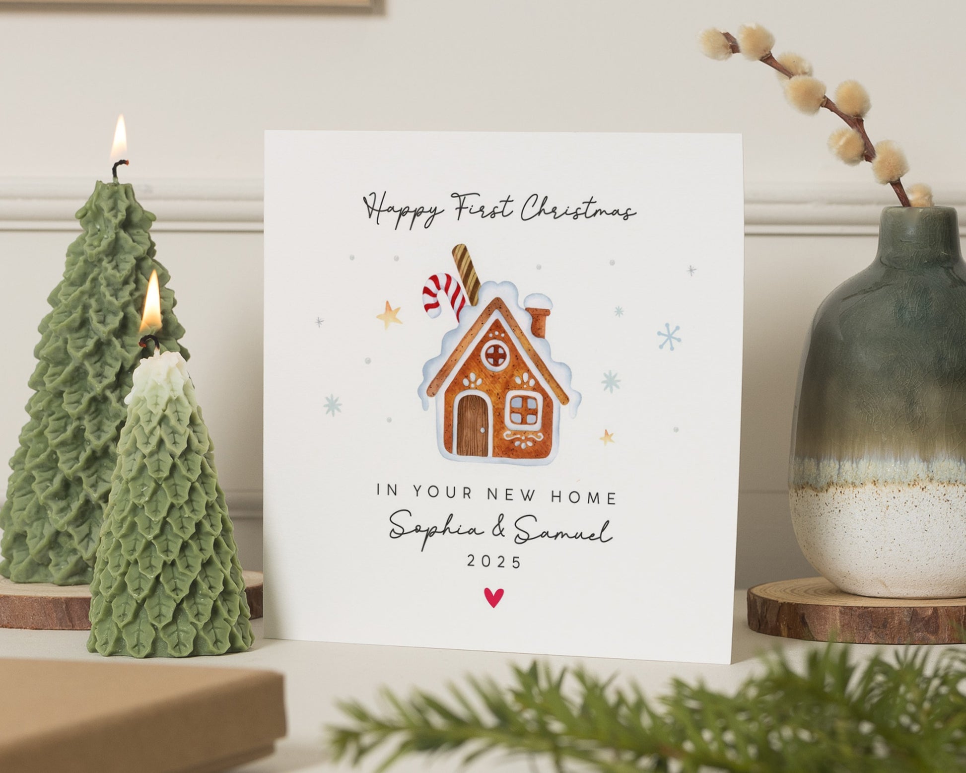 First Christmas In New Home Card, Personalised Christmas Card, New Home Christmas Card, Gingerbread House Card, Couple Christmas Card