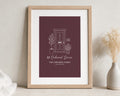 Personalised Front Door Print, Burgundy Wall Art, New Home Gift, House Warming Gift, Family Name Print, Address Wall Art