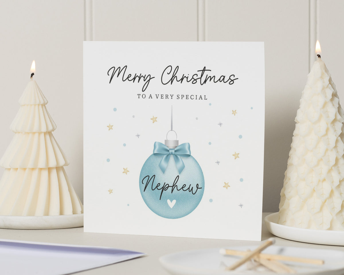 Christmas Card for Nephew, Nephew Christmas Card, Christmas Cards for Nephew, Special Nephew Card, Cute Bauble Christmas Card