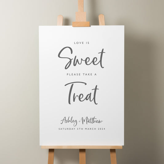 Script Wedding Sweet Table Sign, Sweet Station Wedding Sign, Sweet Sign For Wedding , Wedding Signage, Modern Sign &#39;Ashley&#39;