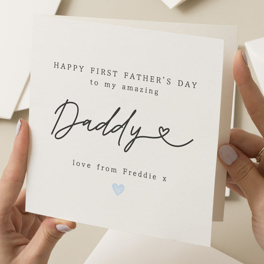 Cute 1st Father&#39;s Day As My Daddy Card, Personalised First Fathers Day 2024 Card, 2024 Baby First Fathers Day Card, First Fathers Day Gift