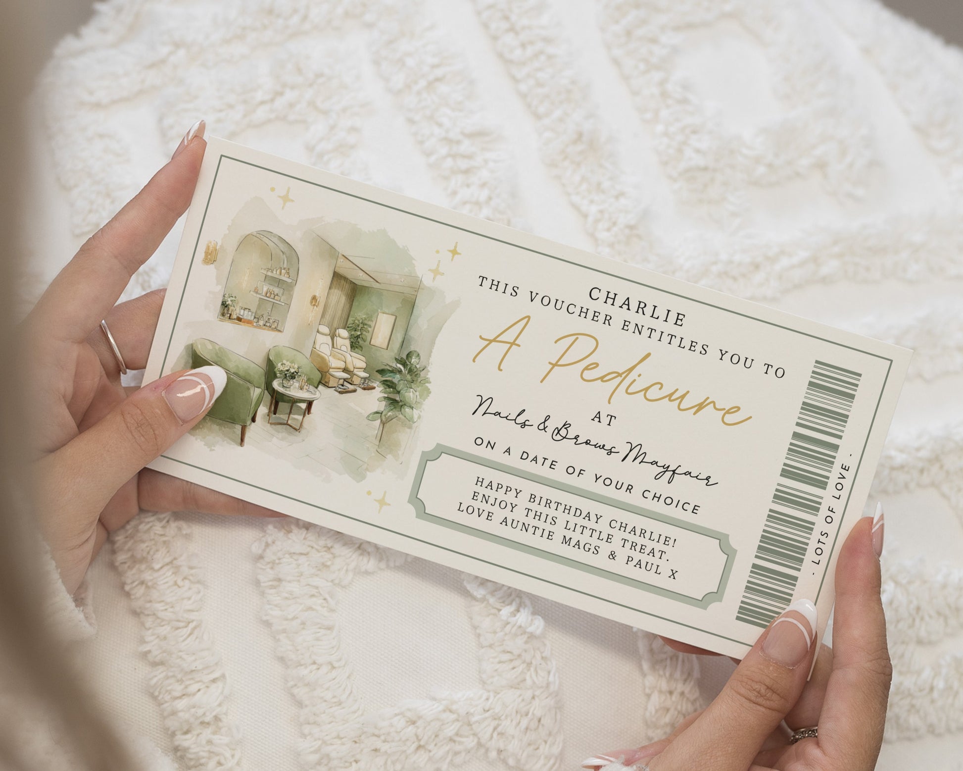 Personalised Pedicure Gift Voucher, Spa Day Gift Voucher, Birthday Gift For Her, Custom Nail Salon Voucher