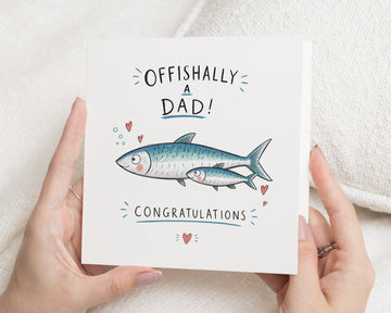 New Dad Card, Congratulations New Dad Card, New Baby Card for Dad, Baby Congratulations Card, Funny Fish Card, Offishally A Dad Card