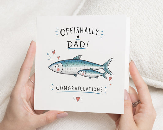 New Dad Card, Congratulations New Dad Card, New Baby Card for Dad, Baby Congratulations Card, Funny Fish Card, Offishally A Dad Card