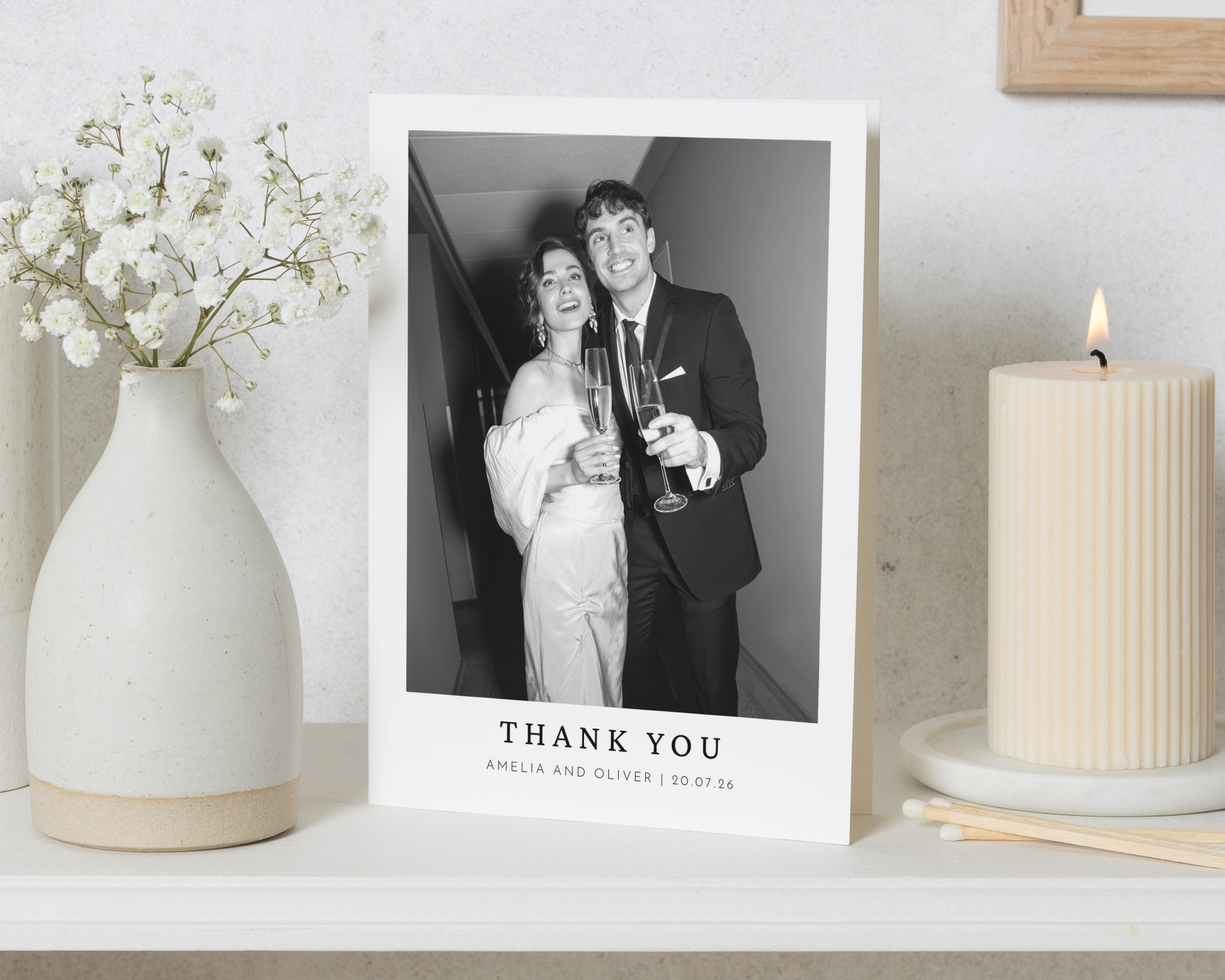 Personalised Wedding Thank You Cards, Photo Wedding Thank You Card, Simple Thank You Card, Folded Wedding Thank You Cards