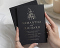 Gold Foil Wedding Invitations, Black Champagne Tower Wedding Invite, Elegant Party Wedding Invitation, Personalised Wedding Invites