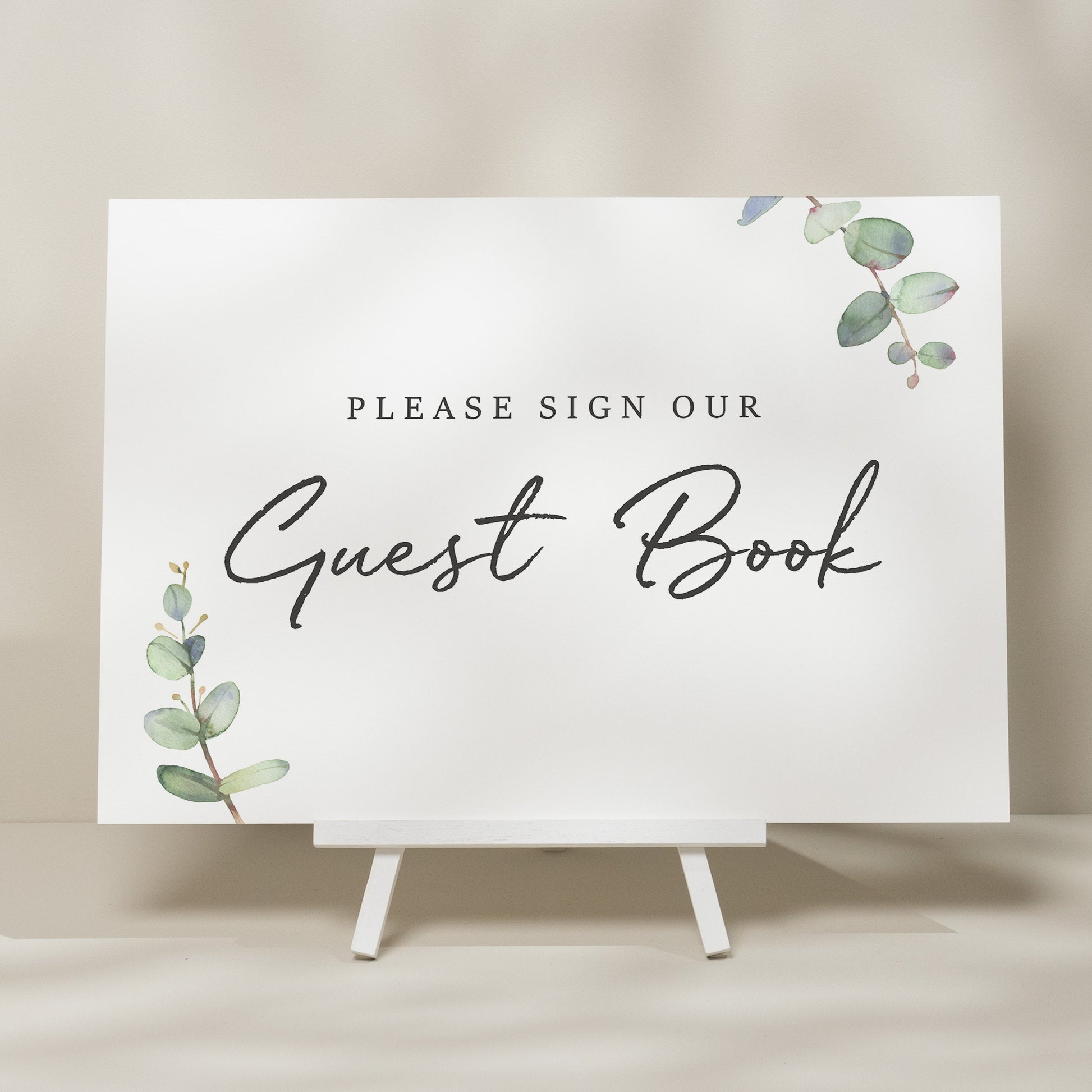 Greenery Guest Book Sign, Eucalyptus Wedding Sign, Sign Our Guest Book Sign, Wedding Sign For Guest Book, Foliage Design &#39;Aisyah&#39;