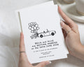 Black and White Wedding Invitations, Illustrated Car Wedding Invite, Simple Personalised Wedding Invitation, Modern Invitation Suite