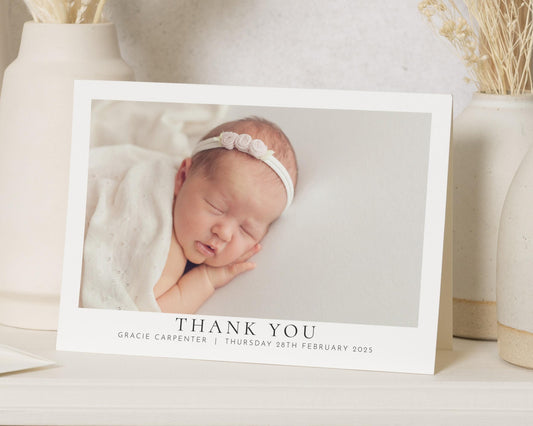 Baby Photo Thank You Cards, New Baby Girl Cards Thank You, Personalised Thank You Cards New Baby Girl, Baby boy Postcard Thankyou Card