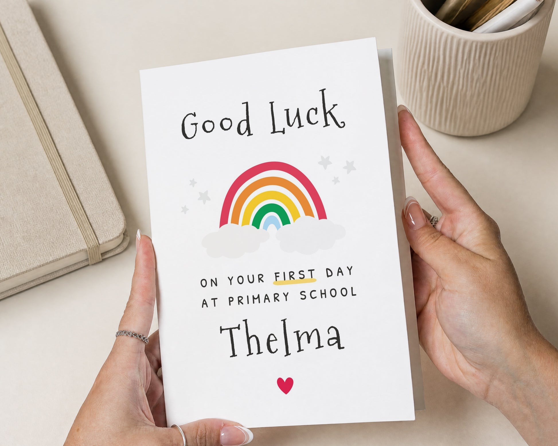 Good Luck First Day of School Card, Personalised Primary School Card, Back to School Card for Child, Rainbow School Card