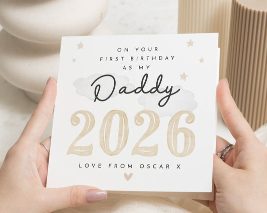 First Birthday Card for Daddy, Personalised Daddy Birthday Card, Birthday Card from Baby, 2026 Birthday Card, Cute Birthday Card