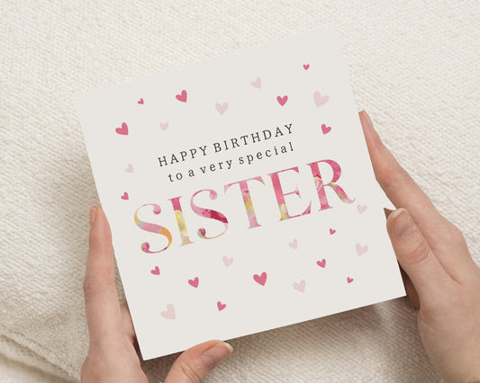 Birthday Card for Sister, Sister Birthday Card, Happy Birthday Sister Card, Birthday Card for Her, Cute Floral Birthday Card