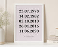 Personalised Family Dates Print, Blush Pink Wall Art, Family Name Print, Gift for Parents, New Home Gift, Living Room Wall Art