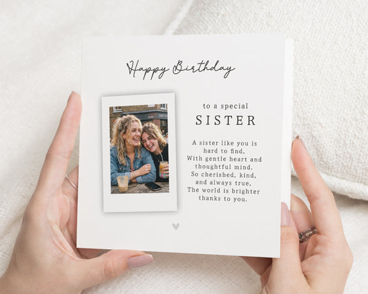 Birthday Card for Sister, Sister Birthday Card, Personalised Photo Birthday Card for Sister, Poem Birthday Card, Birthday Card for Her