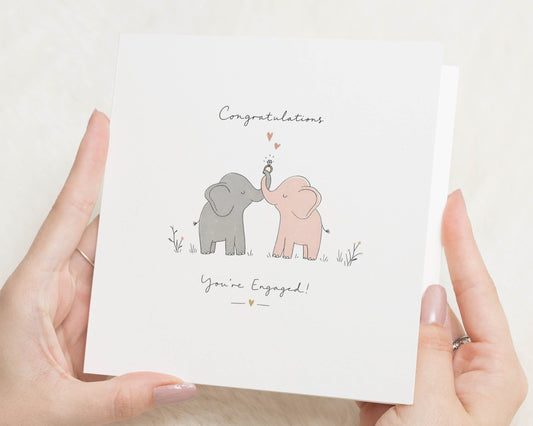 Engagement Card, You're Engaged Card, Congratulations Engagement Card, Cute Engagement Card, Elephant Engagement Card, Wedding Card