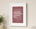 Personalised Song Lyrics Print, Pink Wall Art, First Dance Wedding Song Print, Anniversary Gift, Gift for Couple, Bedroom Wall Art