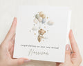 Personalised New Baby Card, New Baby Congratulations Card, New Arrival Card, Baby Boy Card, Baby Girl Card, Cute Bear Card