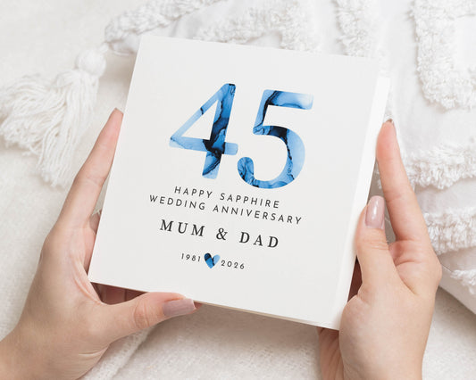 45th Wedding Anniversary Card, Sapphire Anniversary Card for Mum and Dad, Personalised 45th Anniversary Card, Wedding Anniversary Card