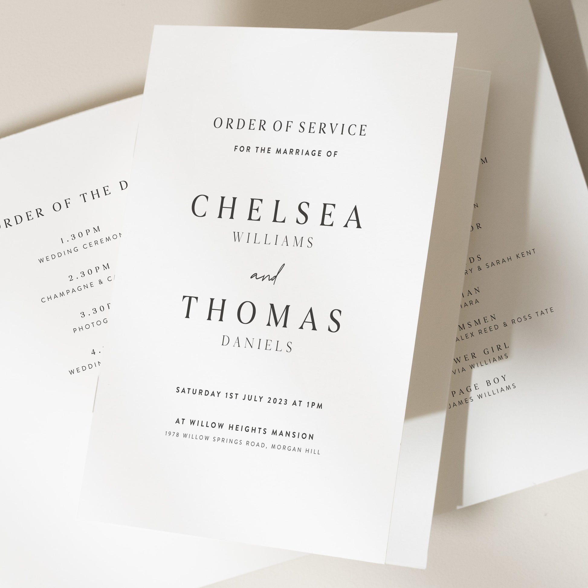 Order Of Service Booklet, Wedding Ceremony Program, Textured Card Cover, Wedding Ceremony, Simple Wedding Program &#39;Chelsea&#39;