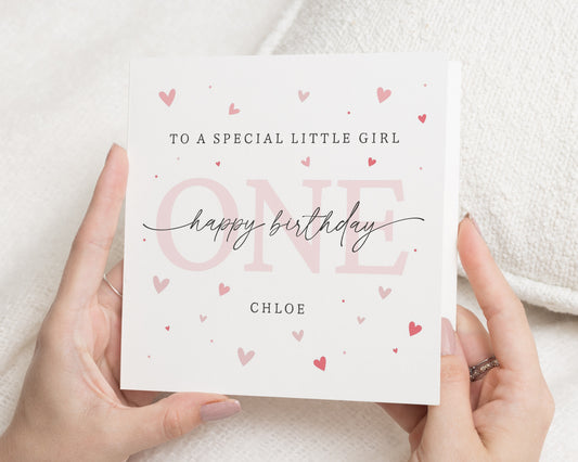 1st Birthday Card for Girl, First Birthday Card, Personalised Birthday Card for Daughter, 1st Birthday Card for Granddaughter, One Today