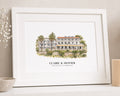 Personalised Wedding Venue Illustration Print, Custom Couple Wall Art, Wedding Gift, Anniversary Gift, Landscape Framed Print