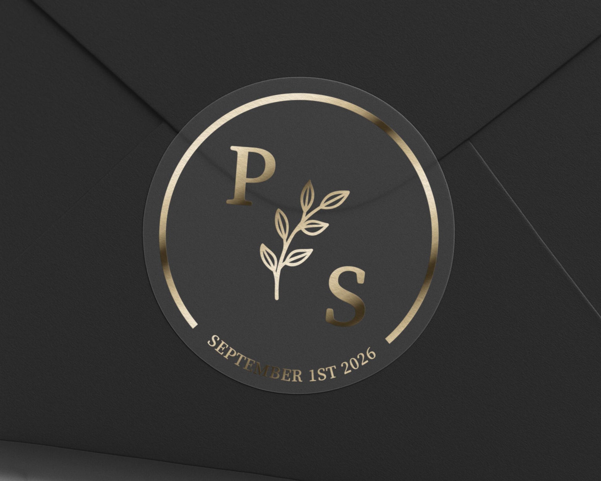 Personalised Wedding Sticker, Custom Initials Foil Sticker, Wedding Envelope Seal, Gold Monogram Sticker, Wedding Date Sticker