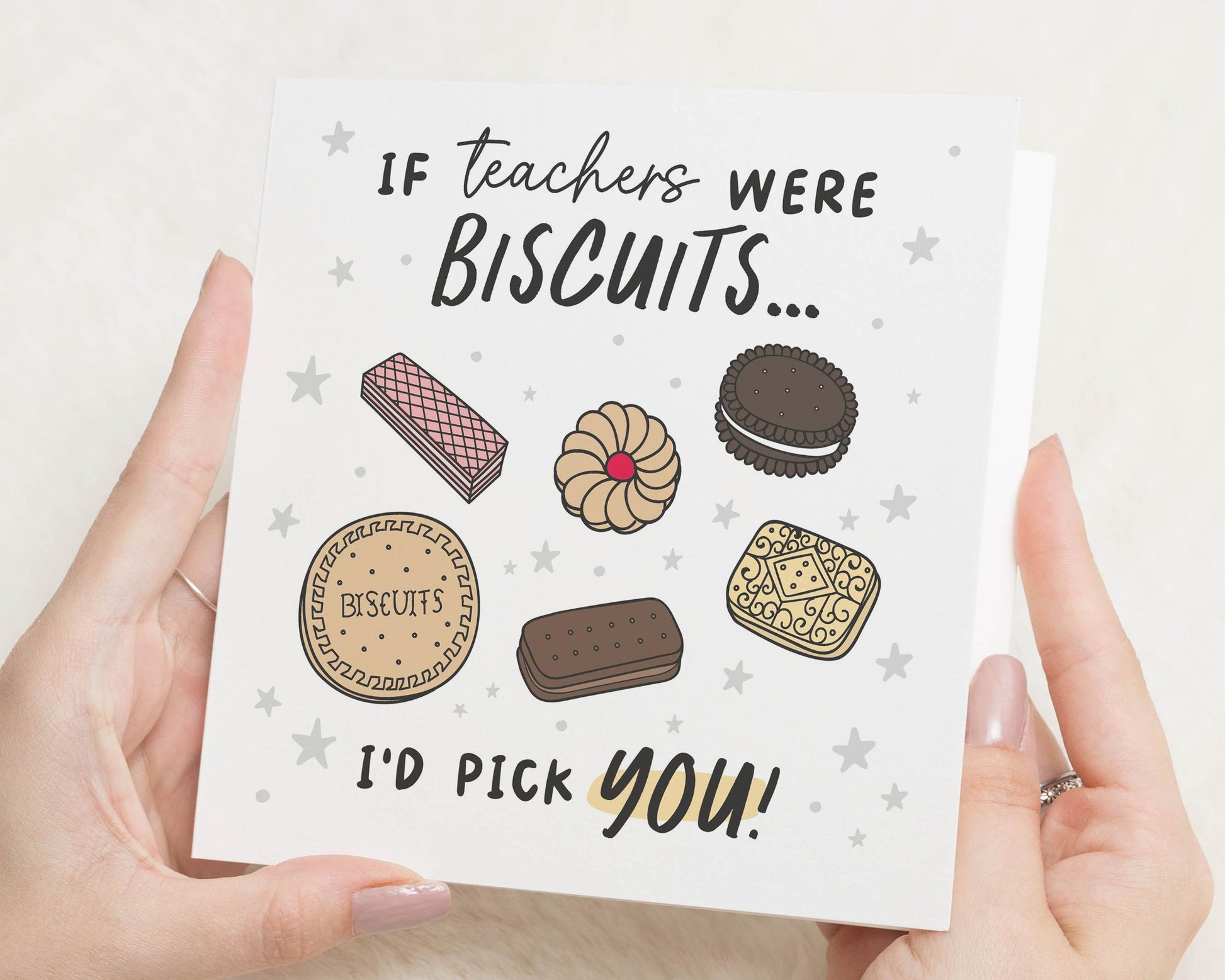 Teacher Thank You Card, Funny Teacher Card, Thank You Card for Teacher, Teacher Appreciation Card, End of Term Card, Biscuits Card
